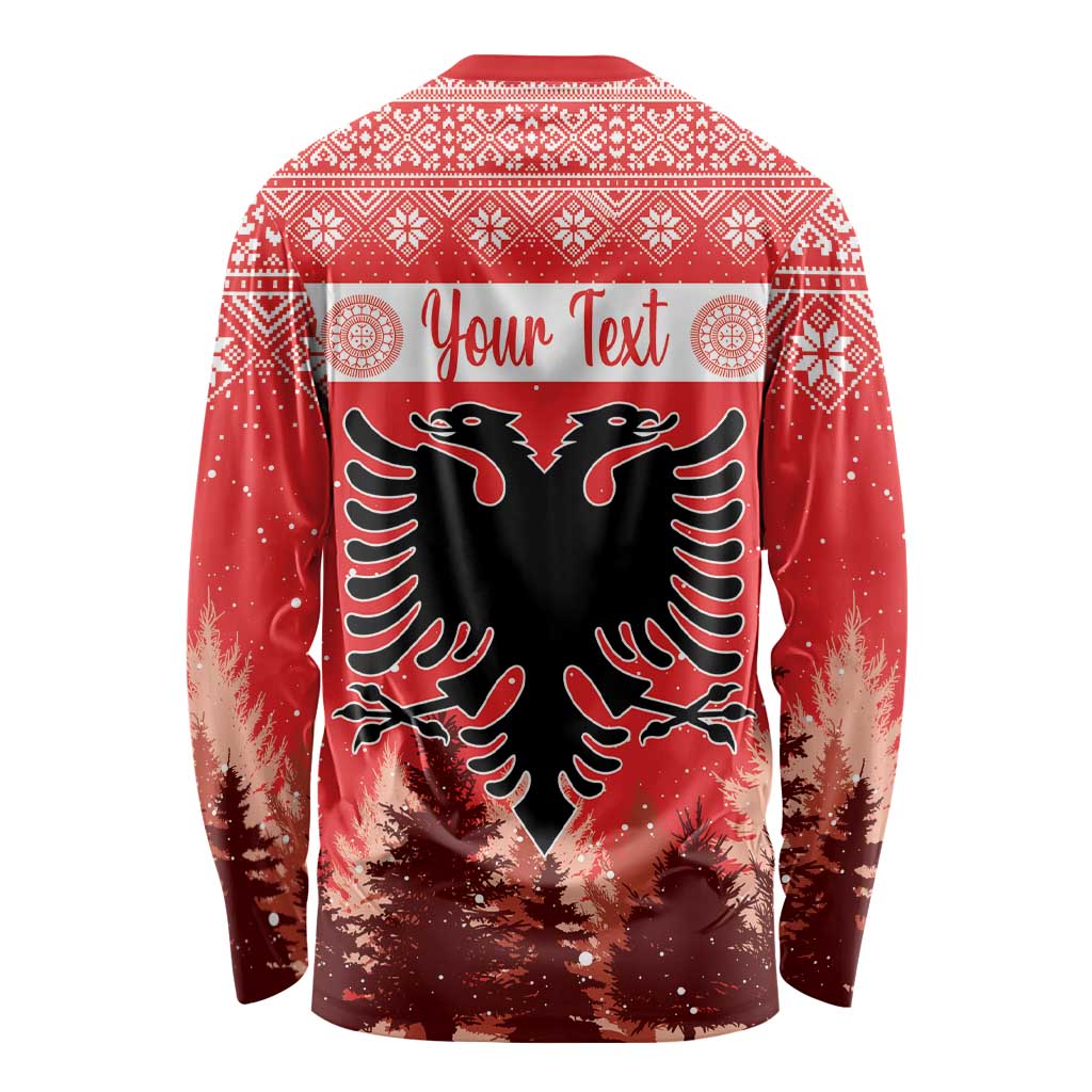 Personalized Albania Christmas Long Sleeve Shirt The Double-headed Eagle Christmas Pattern - Wonder Print Shop