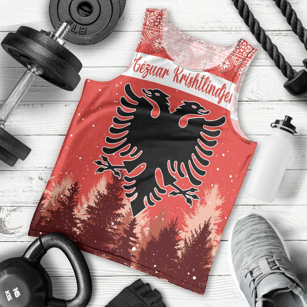 Personalized Albania Christmas Men Tank Top The Double-headed Eagle Christmas Pattern - Wonder Print Shop