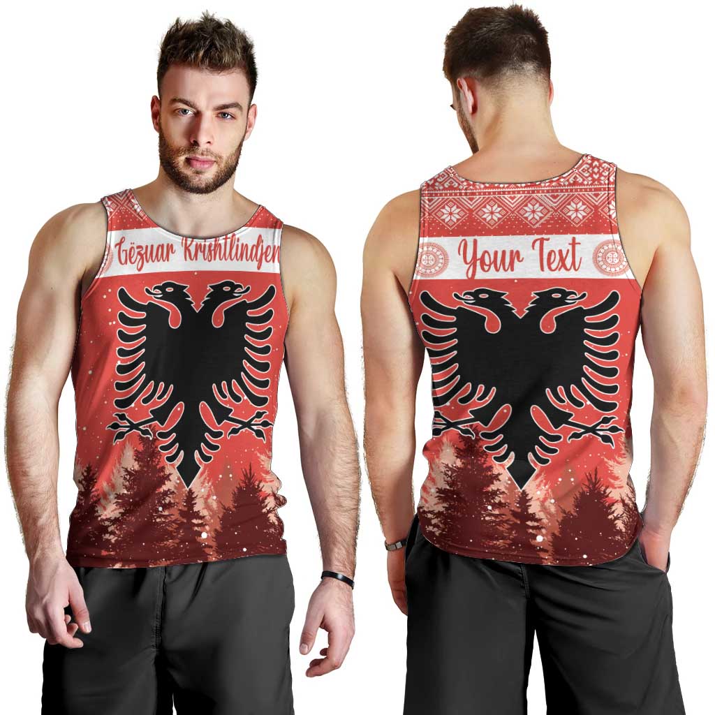 Personalized Albania Christmas Men Tank Top The Double-headed Eagle Christmas Pattern - Wonder Print Shop