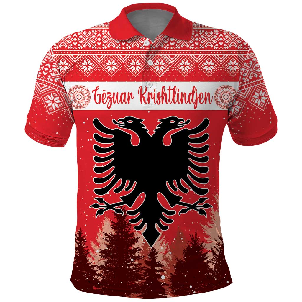 Personalized Albania Christmas Polo Shirt The Double-headed Eagle Christmas Pattern - Wonder Print Shop