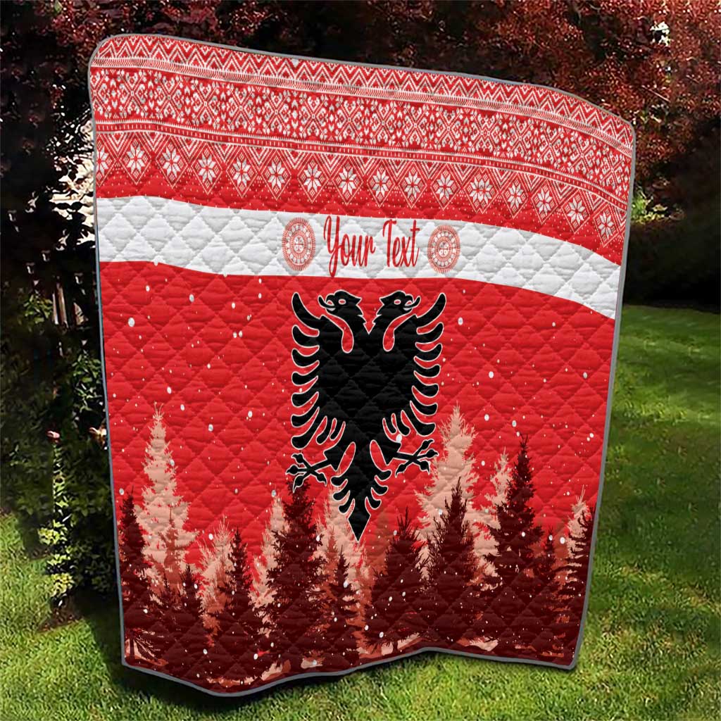 Personalized Albania Christmas Quilt The Double-headed Eagle Christmas Pattern - Wonder Print Shop