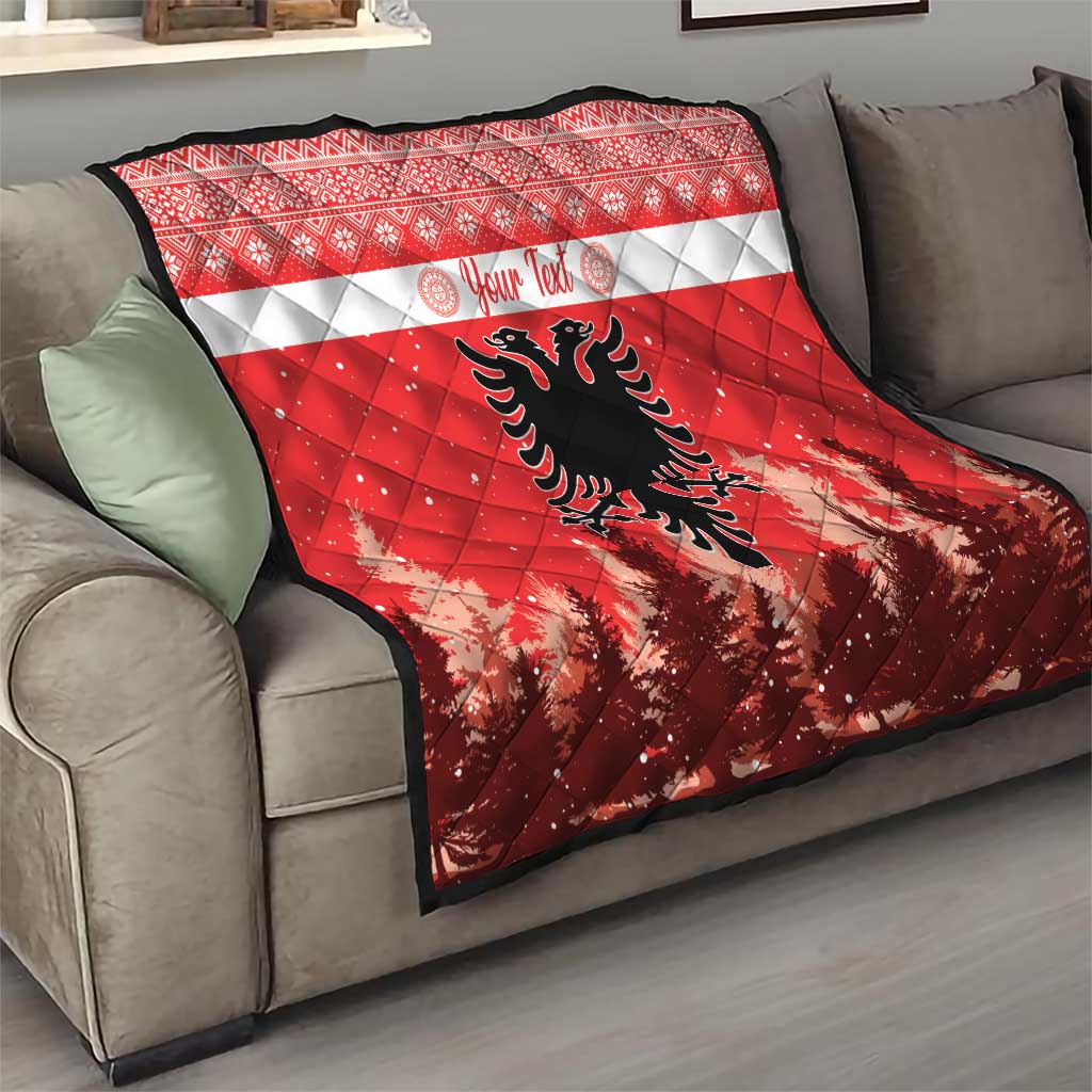Personalized Albania Christmas Quilt The Double-headed Eagle Christmas Pattern - Wonder Print Shop