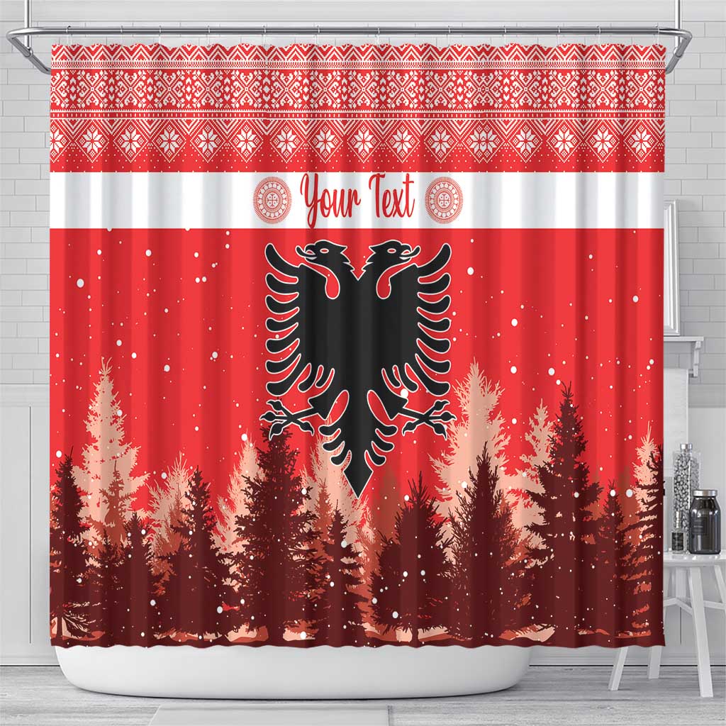 Personalized Albania Christmas Shower Curtain The Double-headed Eagle Christmas Pattern