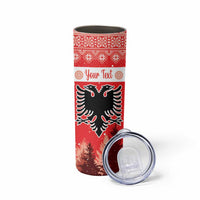 Personalized Albania Christmas Skinny Tumbler The Double-headed Eagle Christmas Pattern - Wonder Print Shop