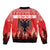Personalized Albania Christmas Sleeve Zip Bomber Jacket The Double-headed Eagle Christmas Pattern - Wonder Print Shop
