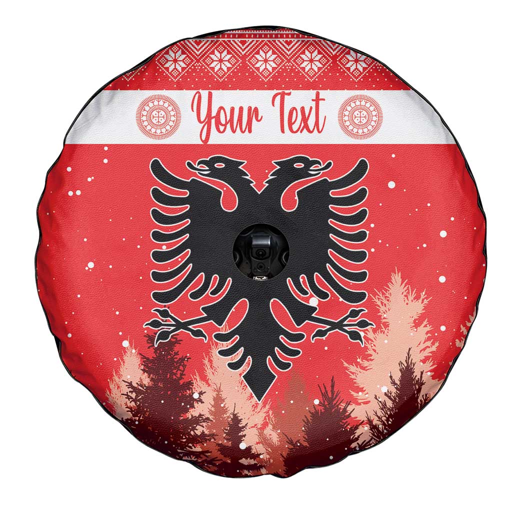 Personalized Albania Christmas Spare Tire Cover The Double-headed Eagle Christmas Pattern - Wonder Print Shop