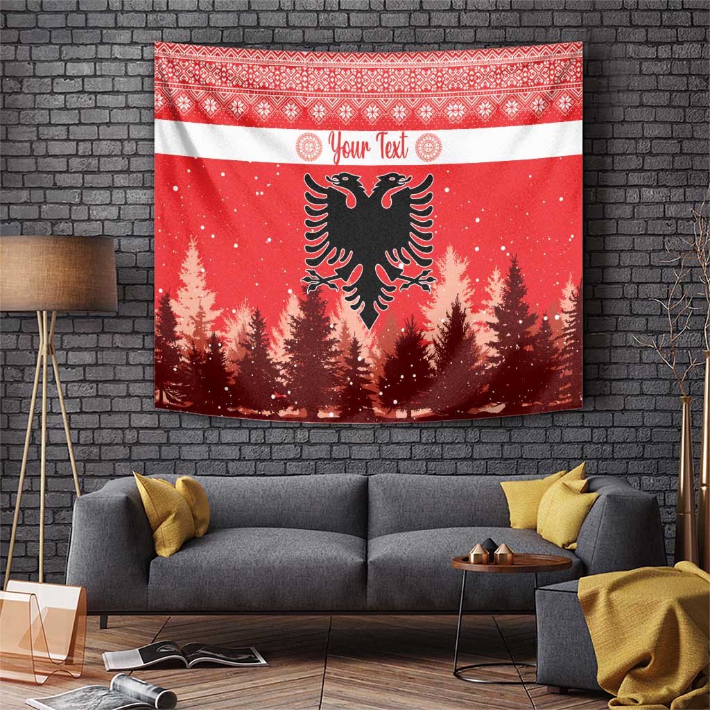 Personalized Albania Christmas Tapestry The Double-headed Eagle Christmas Pattern - Wonder Print Shop