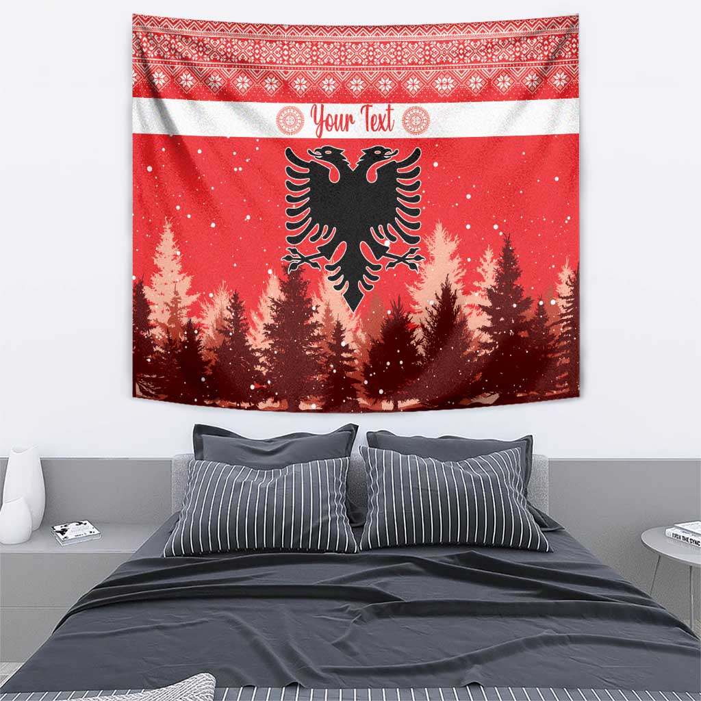 Personalized Albania Christmas Tapestry The Double-headed Eagle Christmas Pattern - Wonder Print Shop