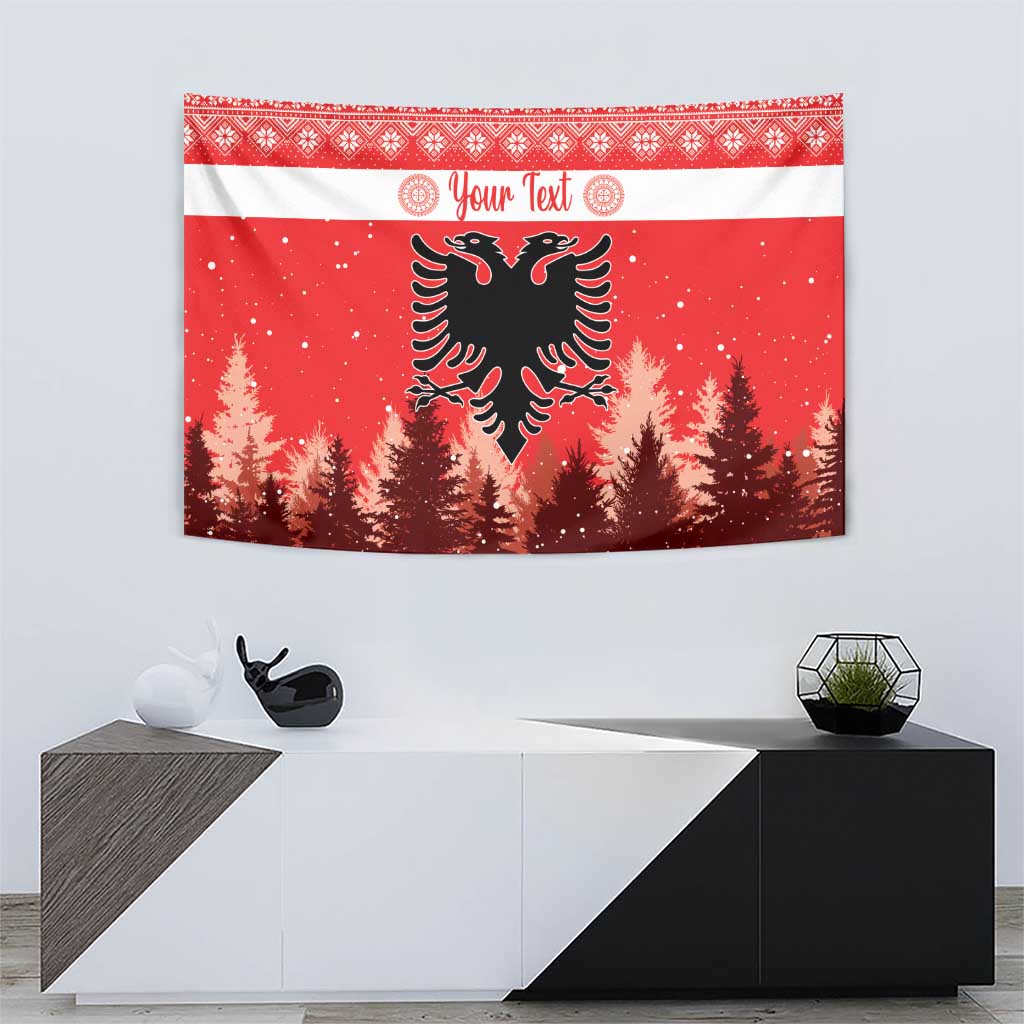 Personalized Albania Christmas Tapestry The Double-headed Eagle Christmas Pattern - Wonder Print Shop