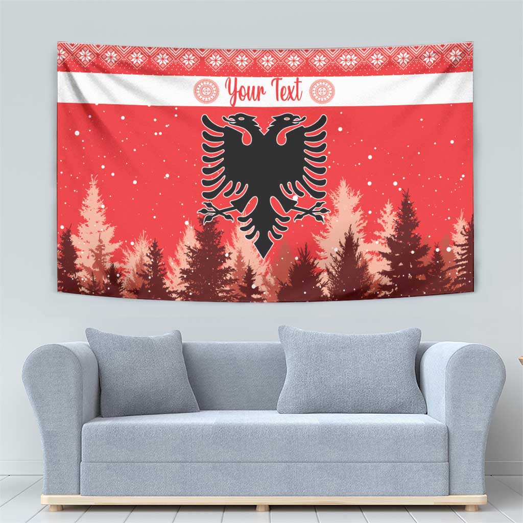 Personalized Albania Christmas Tapestry The Double-headed Eagle Christmas Pattern - Wonder Print Shop