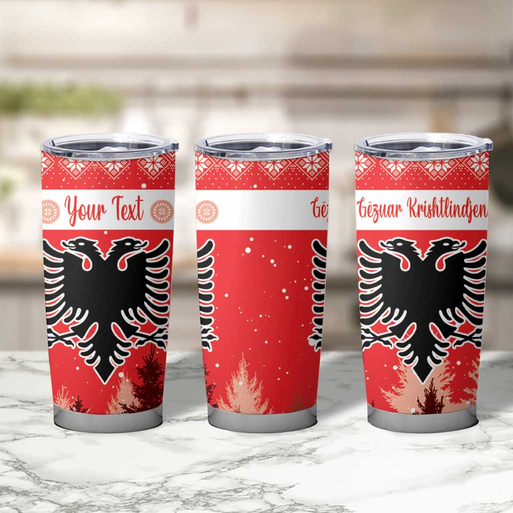 Personalized Albania Christmas Tumbler Cup The Double-headed Eagle Christmas Pattern - Wonder Print Shop