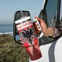 Personalized Albania Christmas Tumbler With Handle The Double-headed Eagle Christmas Pattern - Wonder Print Shop