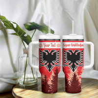 Personalized Albania Christmas Tumbler With Handle The Double-headed Eagle Christmas Pattern - Wonder Print Shop