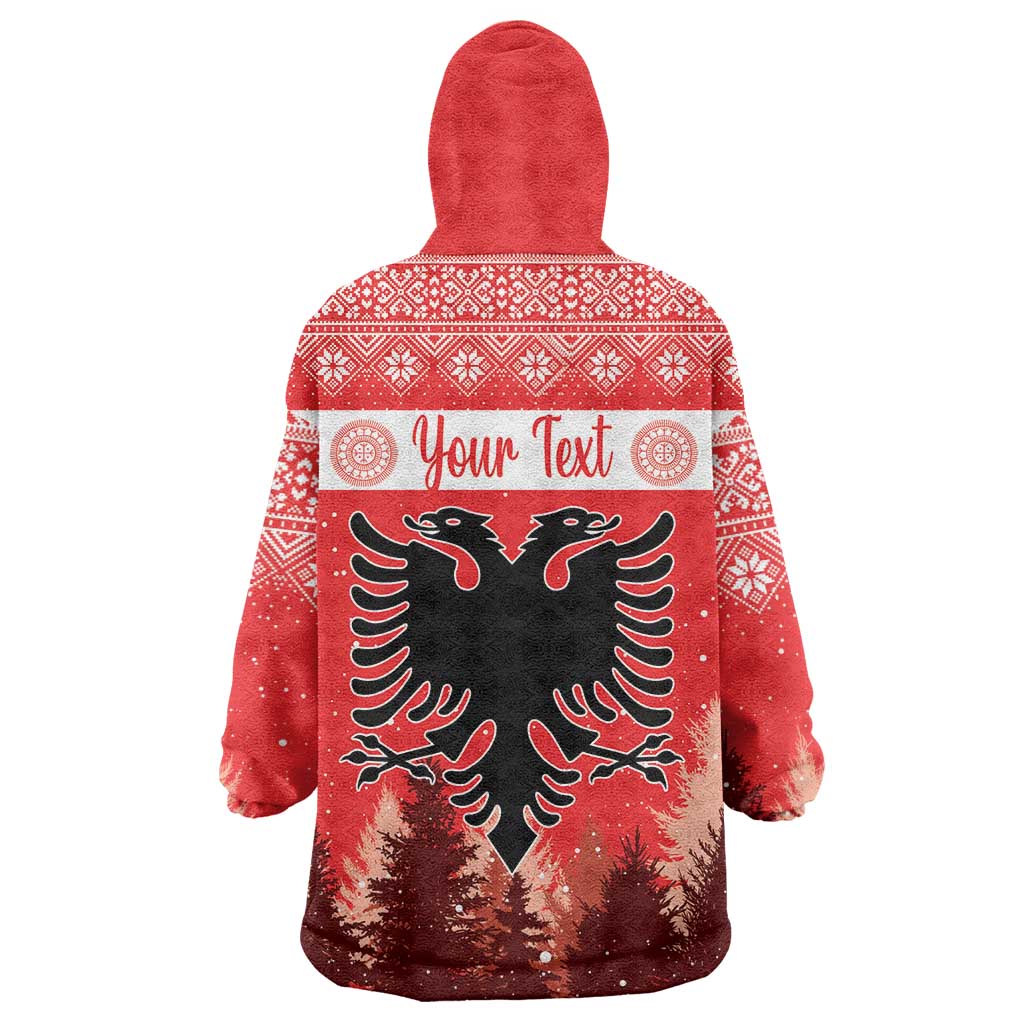 Personalized Albania Christmas Wearable Blanket Hoodie The Double-headed Eagle Christmas Pattern - Wonder Print Shop