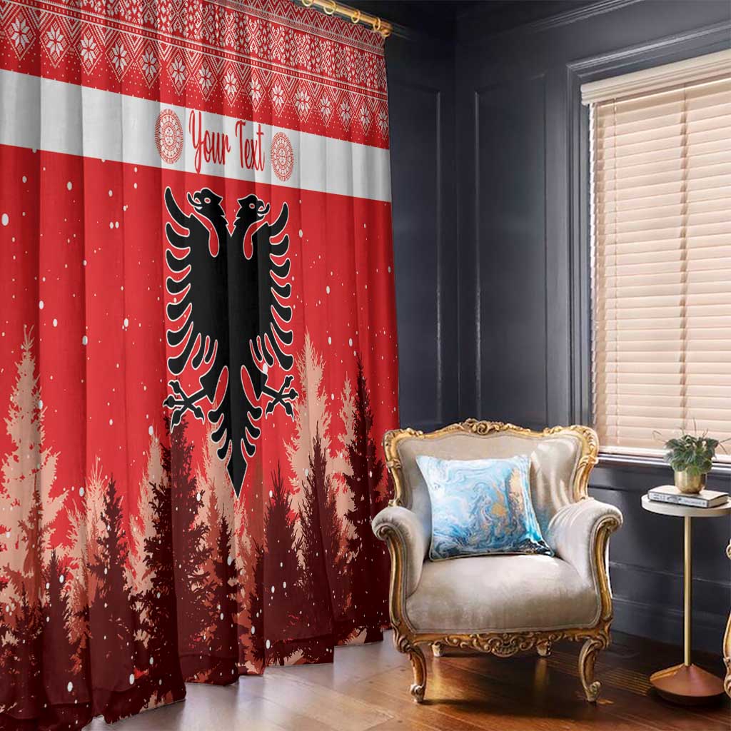 Personalized Albania Christmas Window Curtain The Double-headed Eagle Christmas Pattern - Wonder Print Shop