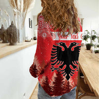 Personalized Albania Christmas Women Casual Shirt The Double-headed Eagle Christmas Pattern - Wonder Print Shop