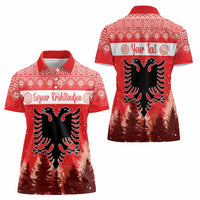 Personalized Albania Christmas Women Polo Shirt The Double-headed Eagle Christmas Pattern - Wonder Print Shop