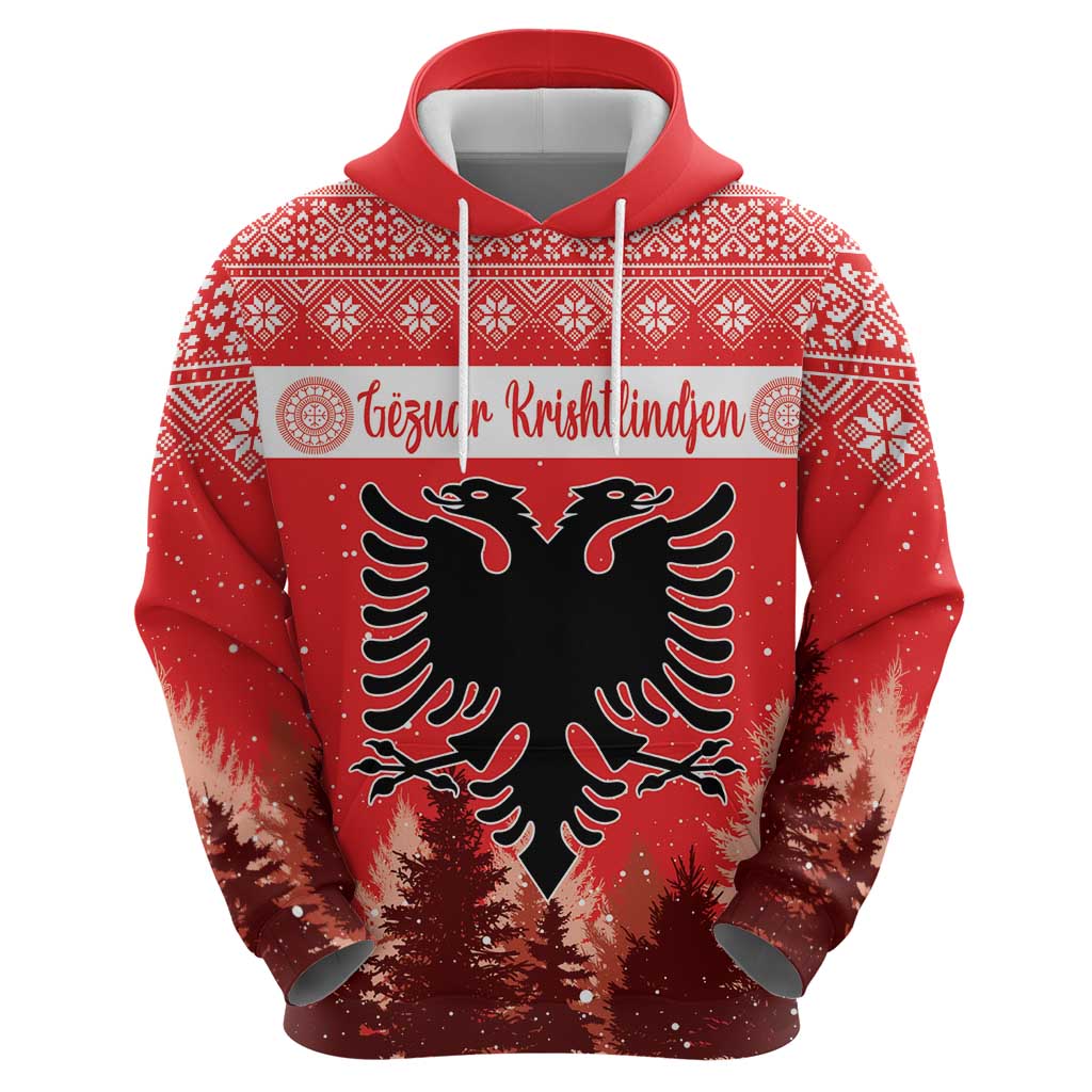 Personalized Albania Christmas Zip Hoodie The Double-headed Eagle Christmas Pattern - Wonder Print Shop