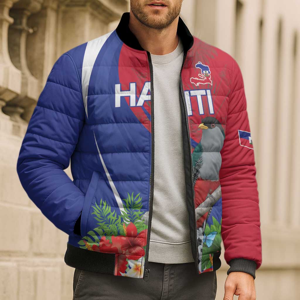 Personalized Hispaniolan Trogon Haiti Bomber Puffer Jacket Sporty Style - Wonder Print Shop