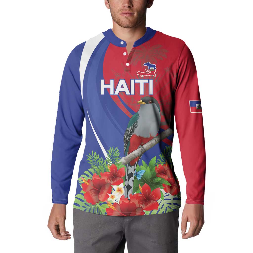 Personalized Hispaniolan Trogon Haiti Button Sweatshirt Sporty Style - Wonder Print Shop