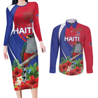 Personalized Hispaniolan Trogon Haiti Couples Matching Long Sleeve Bodycon Dress and Long Sleeve Button Shirt Sporty Style - Wonder Print Shop