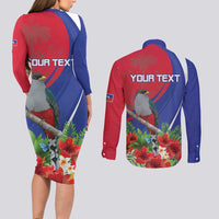 Personalized Hispaniolan Trogon Haiti Couples Matching Long Sleeve Bodycon Dress and Long Sleeve Button Shirt Sporty Style - Wonder Print Shop