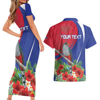 Personalized Hispaniolan Trogon Haiti Couples Matching Short Sleeve Bodycon Dress and Hawaiian Shirt Sporty Style - Wonder Print Shop