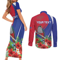 Personalized Hispaniolan Trogon Haiti Couples Matching Short Sleeve Bodycon Dress and Long Sleeve Button Shirt Sporty Style - Wonder Print Shop