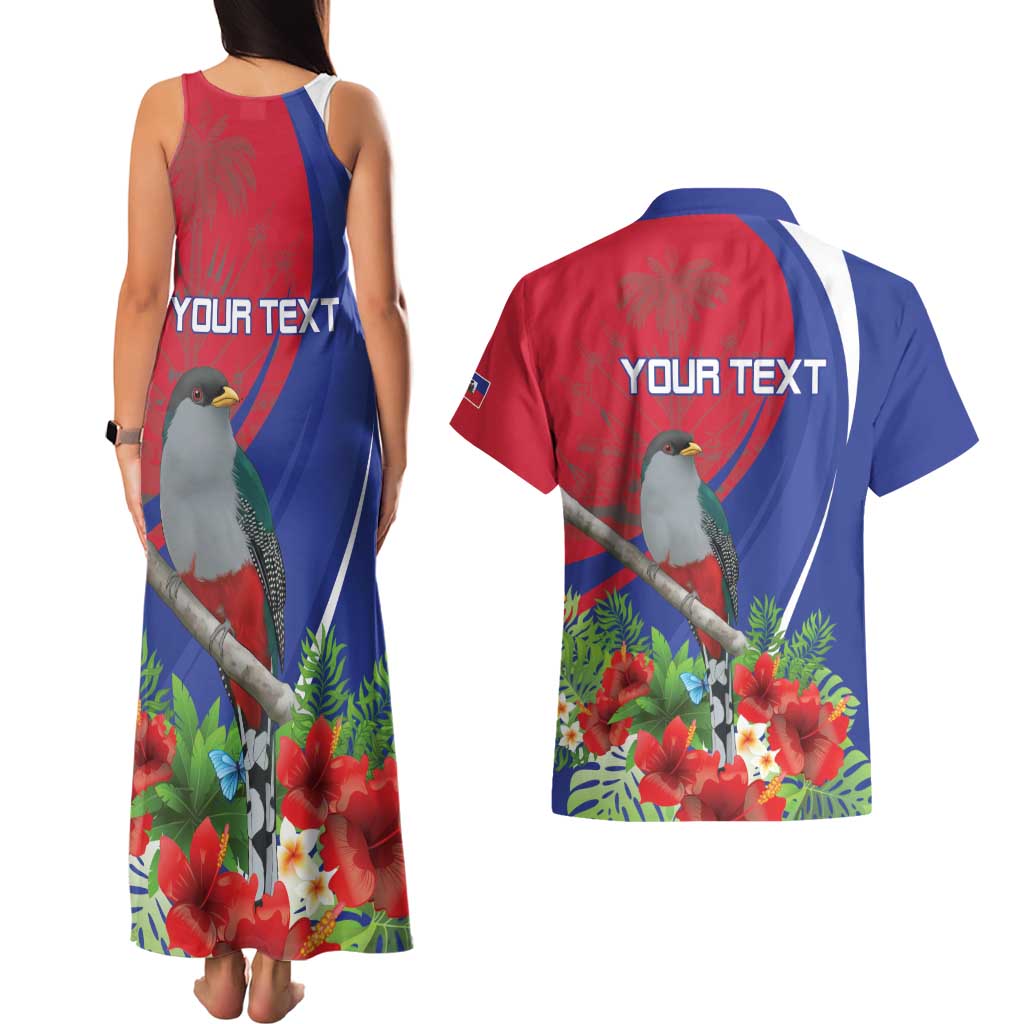 Personalized Hispaniolan Trogon Haiti Couples Matching Tank Maxi Dress and Hawaiian Shirt Sporty Style - Wonder Print Shop