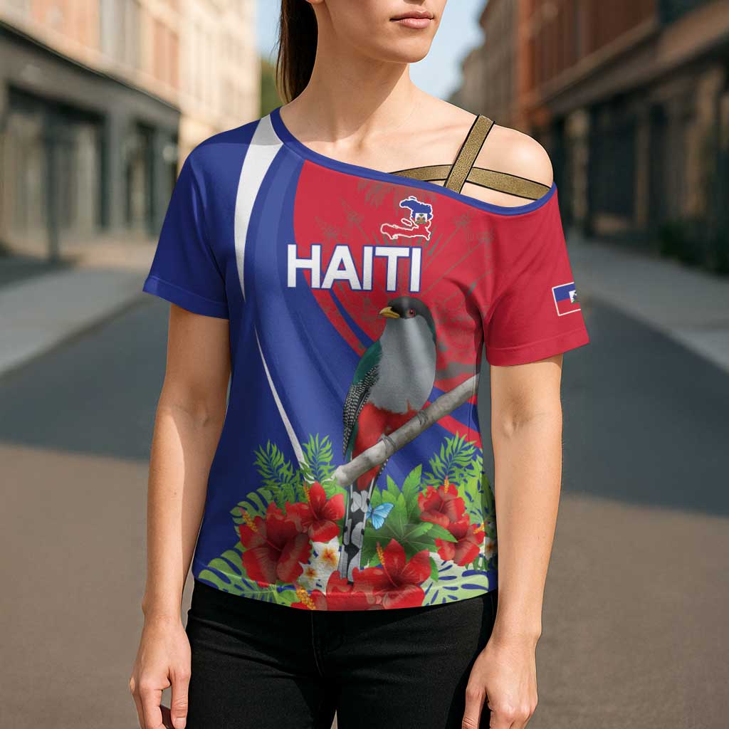 Personalized Hispaniolan Trogon Haiti Cross Shoulder Shirt Sporty Style - Wonder Print Shop