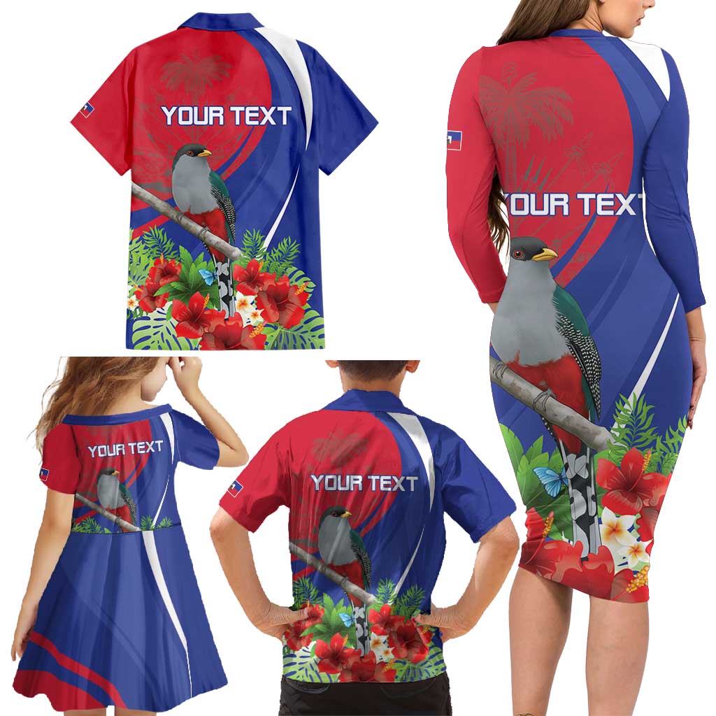Personalized Hispaniolan Trogon Haiti Family Matching Long Sleeve Bodycon Dress and Hawaiian Shirt Sporty Style - Wonder Print Shop