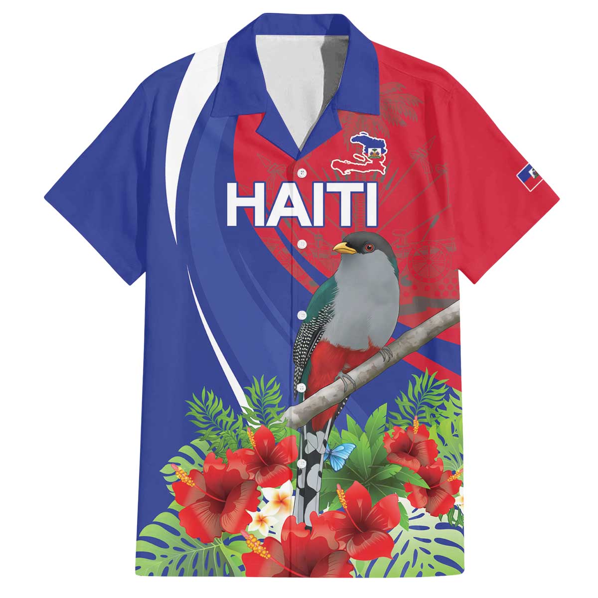Personalized Hispaniolan Trogon Haiti Family Matching Off The Shoulder Long Sleeve Dress and Hawaiian Shirt Sporty Style - Wonder Print Shop