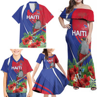 Personalized Hispaniolan Trogon Haiti Family Matching Off Shoulder Maxi Dress and Hawaiian Shirt Sporty Style - Wonder Print Shop