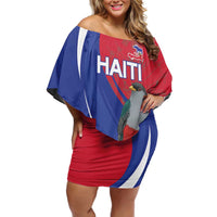 Personalized Hispaniolan Trogon Haiti Family Matching Off Shoulder Short Dress and Hawaiian Shirt Sporty Style - Wonder Print Shop