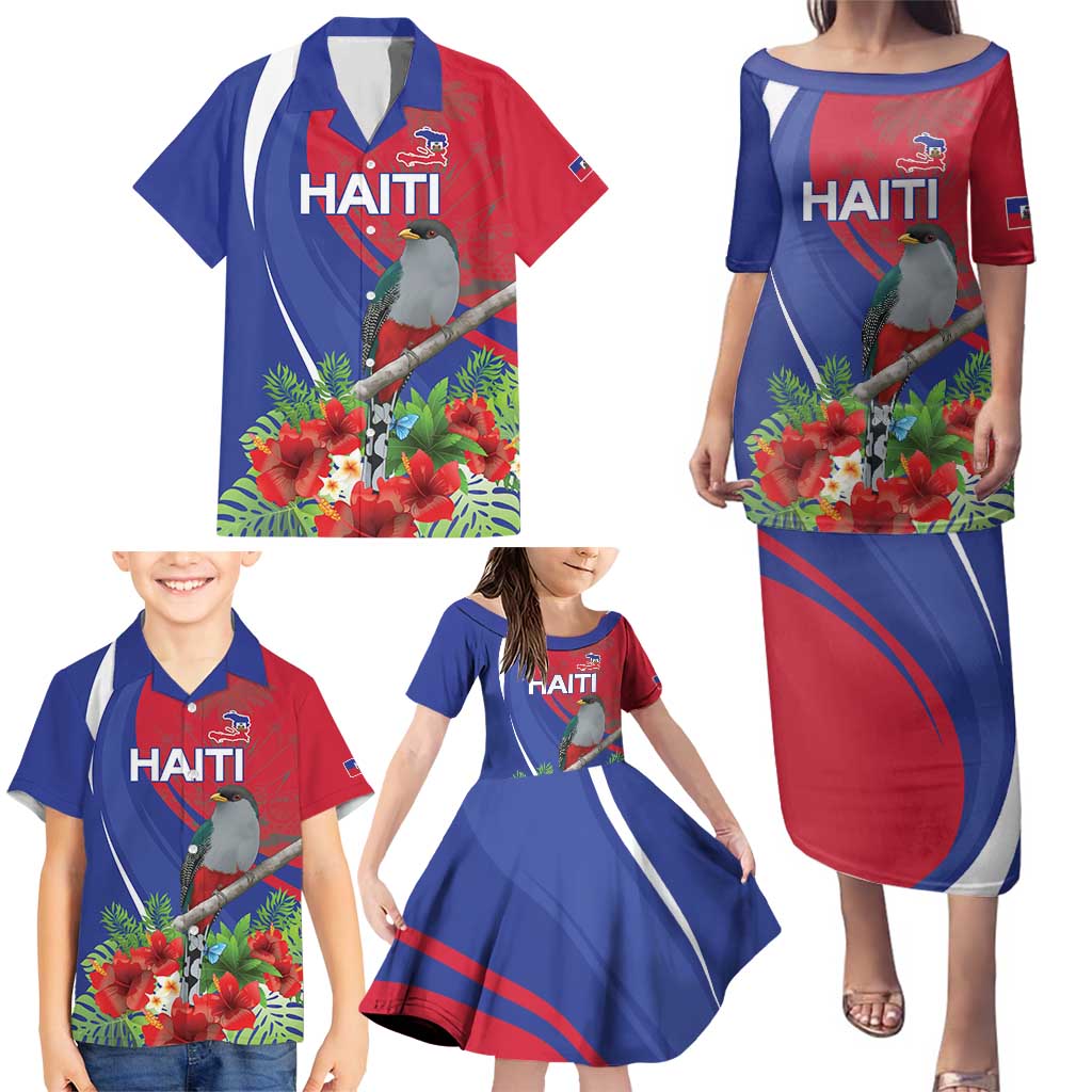 Personalized Hispaniolan Trogon Haiti Family Matching Puletasi and Hawaiian Shirt Sporty Style - Wonder Print Shop