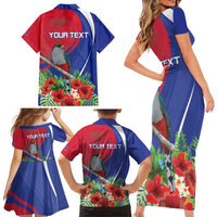 Personalized Hispaniolan Trogon Haiti Family Matching Short Sleeve Bodycon Dress and Hawaiian Shirt Sporty Style - Wonder Print Shop