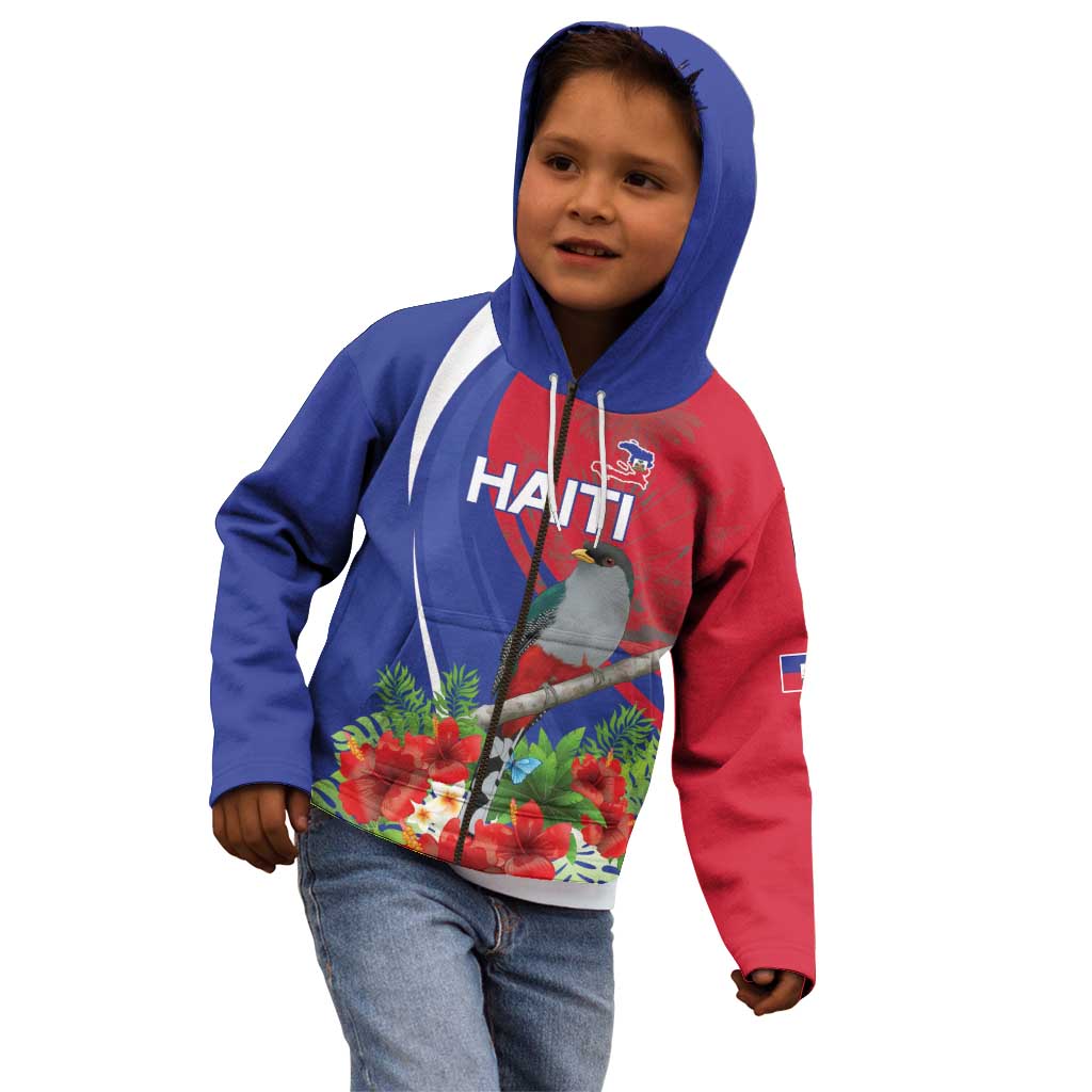 Personalized Hispaniolan Trogon Haiti Kid Hoodie Sporty Style - Wonder Print Shop
