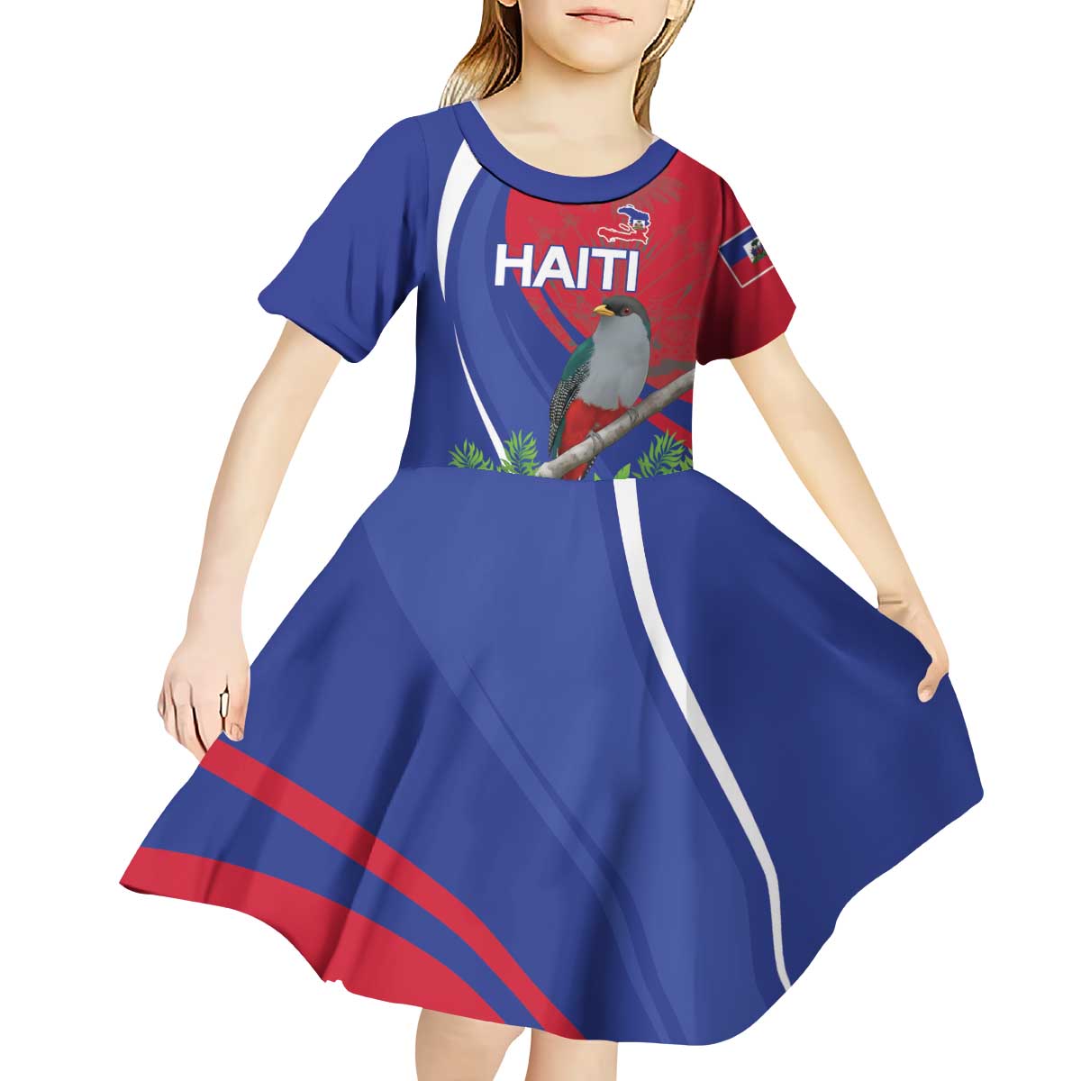 Personalized Hispaniolan Trogon Haiti Kid Short Sleeve Dress Sporty Style - Wonder Print Shop