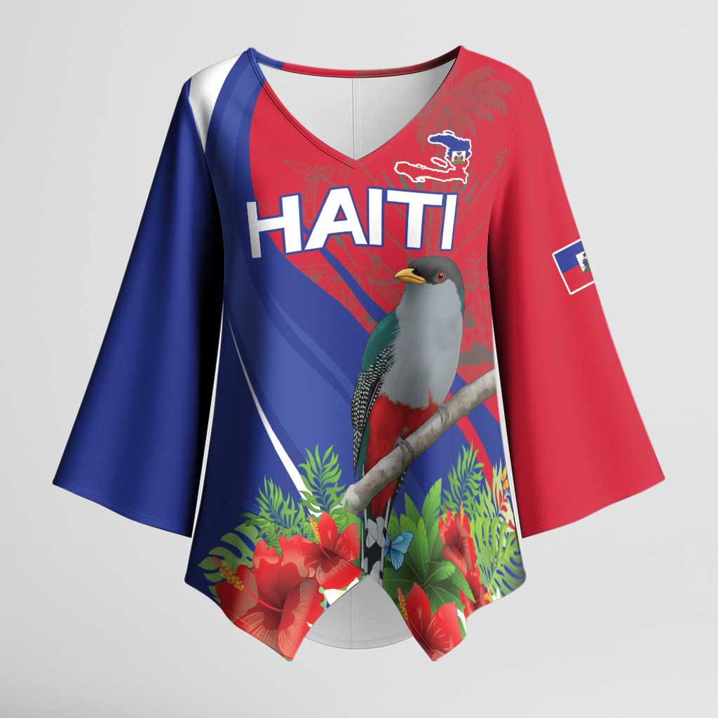 Personalized Hispaniolan Trogon Haiti Kimono Sleeve Blouse Sporty Style - Wonder Print Shop
