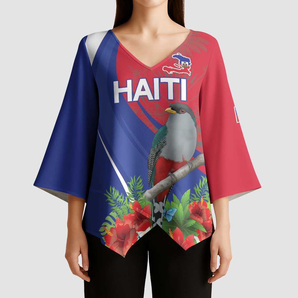 Personalized Hispaniolan Trogon Haiti Kimono Sleeve Blouse Sporty Style - Wonder Print Shop