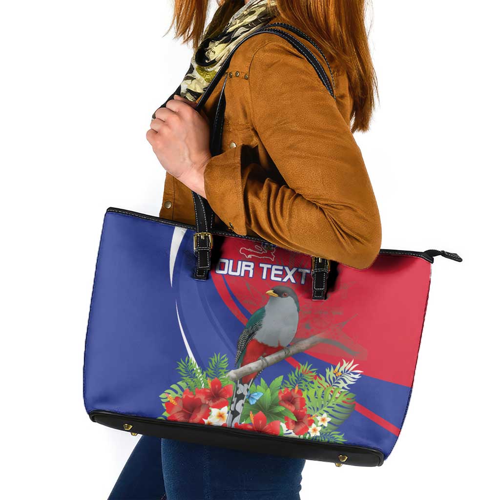 Personalized Hispaniolan Trogon Haiti Leather Tote Bag Sporty Style - Wonder Print Shop