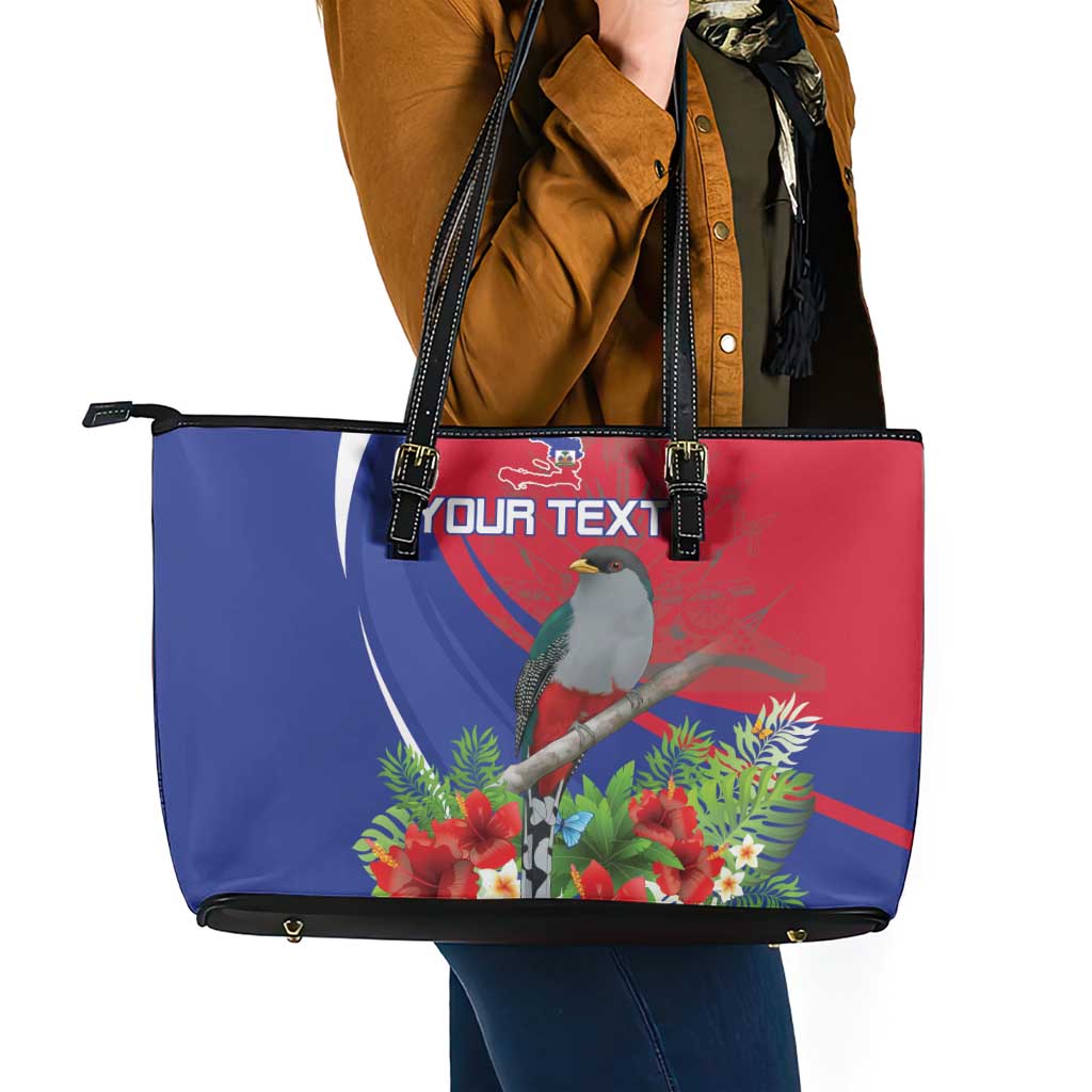 Personalized Hispaniolan Trogon Haiti Leather Tote Bag Sporty Style - Wonder Print Shop