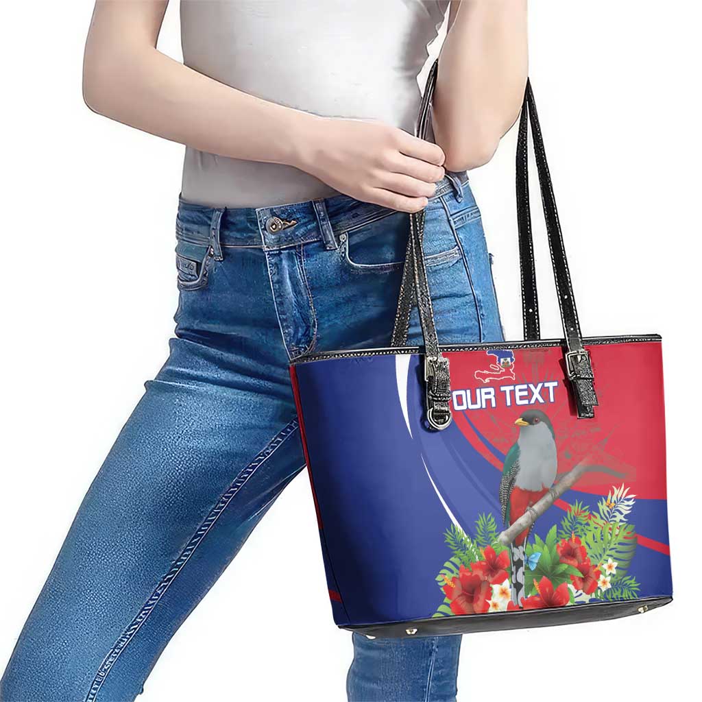 Personalized Hispaniolan Trogon Haiti Leather Tote Bag Sporty Style - Wonder Print Shop