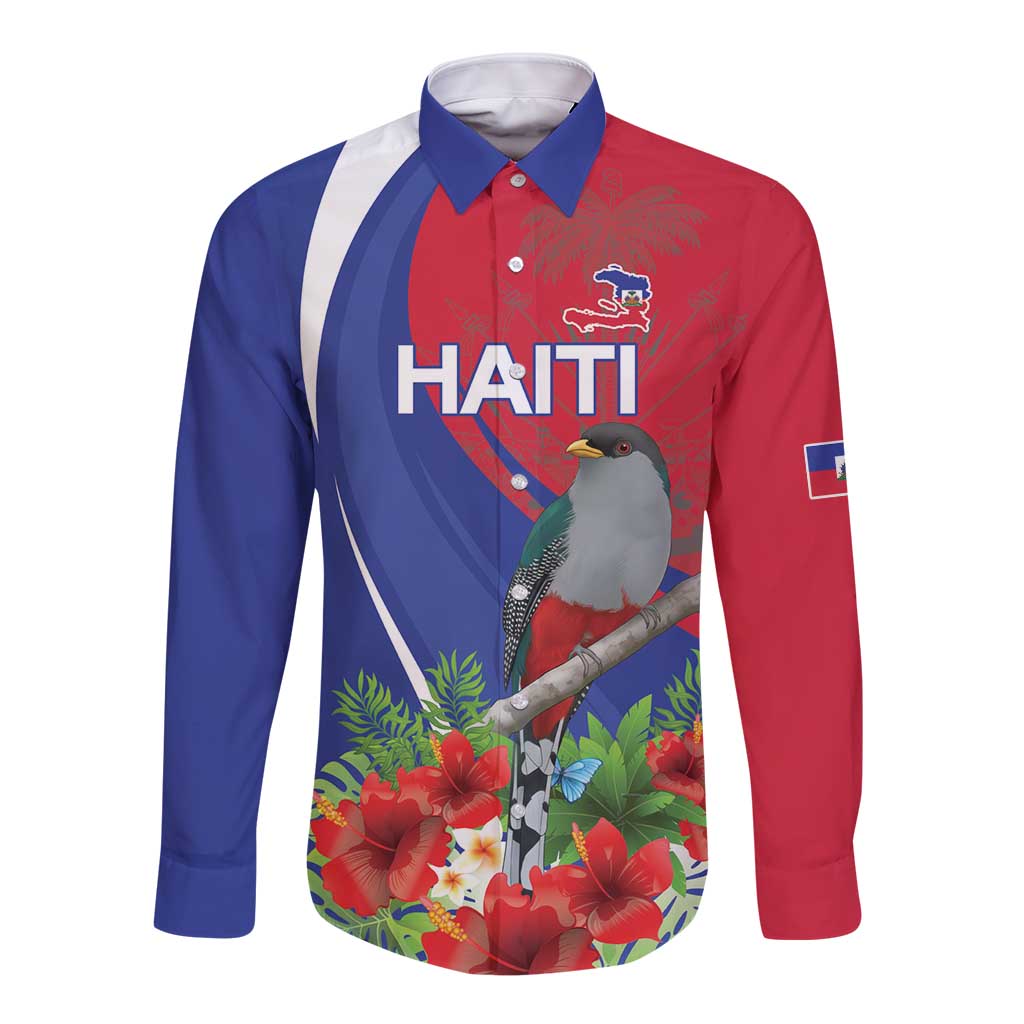 Personalized Hispaniolan Trogon Haiti Long Sleeve Button Shirt Sporty Style - Wonder Print Shop