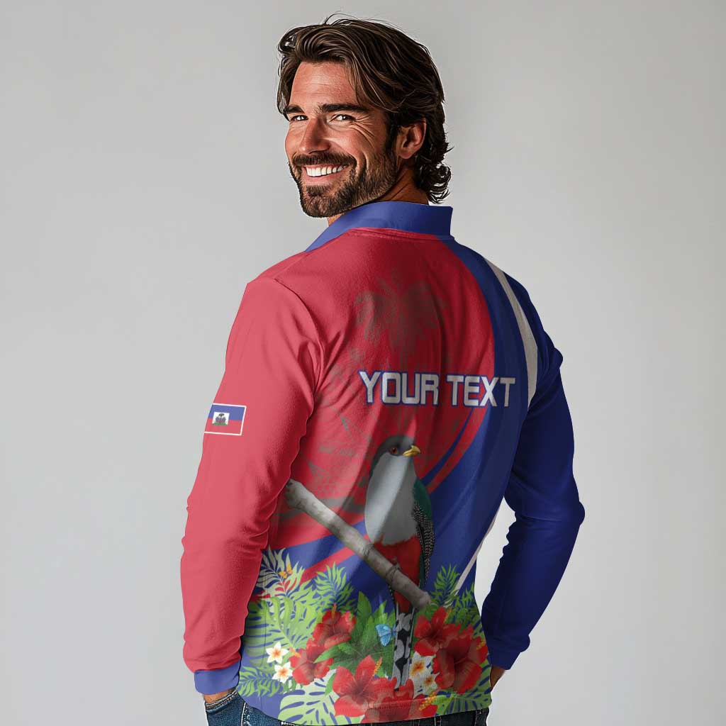 Personalized Hispaniolan Trogon Haiti Long Sleeve Polo Shirt Sporty Style - Wonder Print Shop