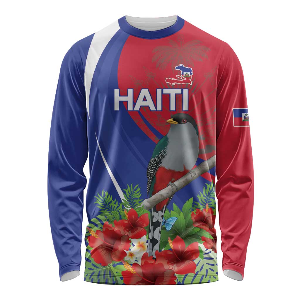 Personalized Hispaniolan Trogon Haiti Long Sleeve Shirt Sporty Style - Wonder Print Shop