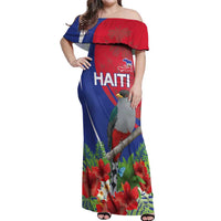 Personalized Hispaniolan Trogon Haiti Off Shoulder Maxi Dress Sporty Style - Wonder Print Shop