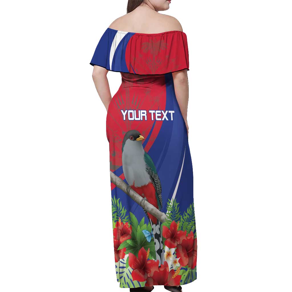 Personalized Hispaniolan Trogon Haiti Off Shoulder Maxi Dress Sporty Style - Wonder Print Shop