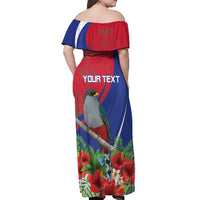 Personalized Hispaniolan Trogon Haiti Off Shoulder Maxi Dress Sporty Style - Wonder Print Shop