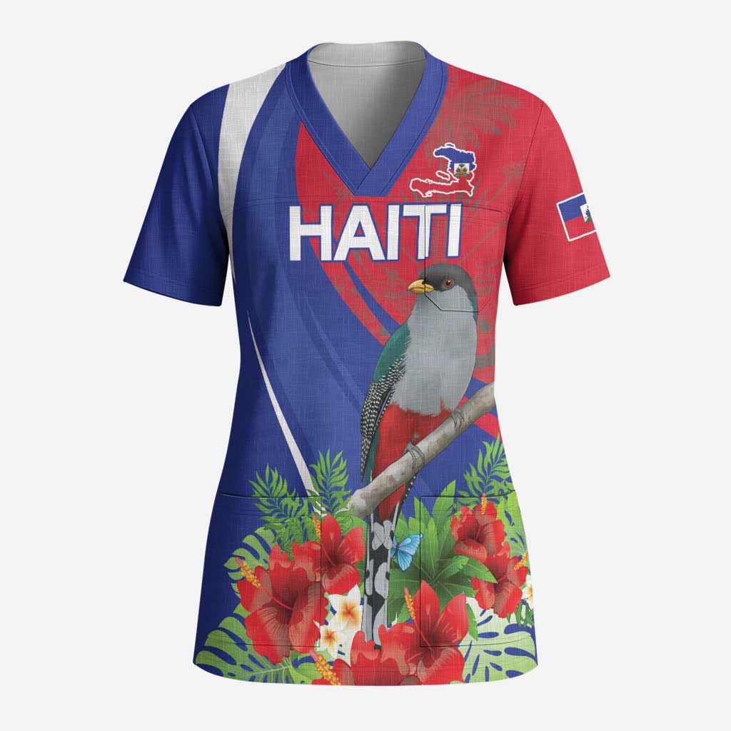 Personalized Hispaniolan Trogon Haiti Scrub Top Sporty Style - Wonder Print Shop